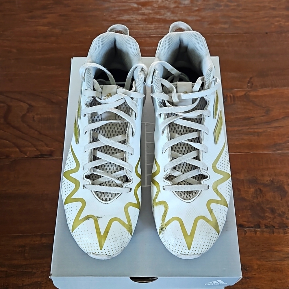 Adidas Football Cleats. Size Youth 5.5. White and gold